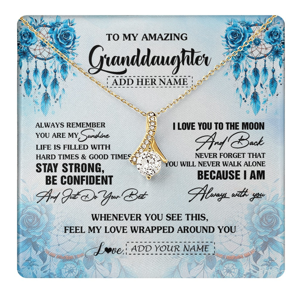 Alluring Beauty Necklace 18K Yellow Gold Finish | 1 | Personalized To My Amazing Granddaughter Necklace From Grandma Grandpa Dream Catcher It A Big Hug Granddaughter Birthday Gifts Christmas Gift Box Message Card | https://teecentury.