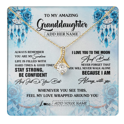 Alluring Beauty Necklace 18K Yellow Gold Finish | 1 | Personalized To My Amazing Granddaughter Necklace From Grandma Grandpa Dream Catcher It A Big Hug Granddaughter Birthday Gifts Christmas Gift Box Message Card | https://teecentury.