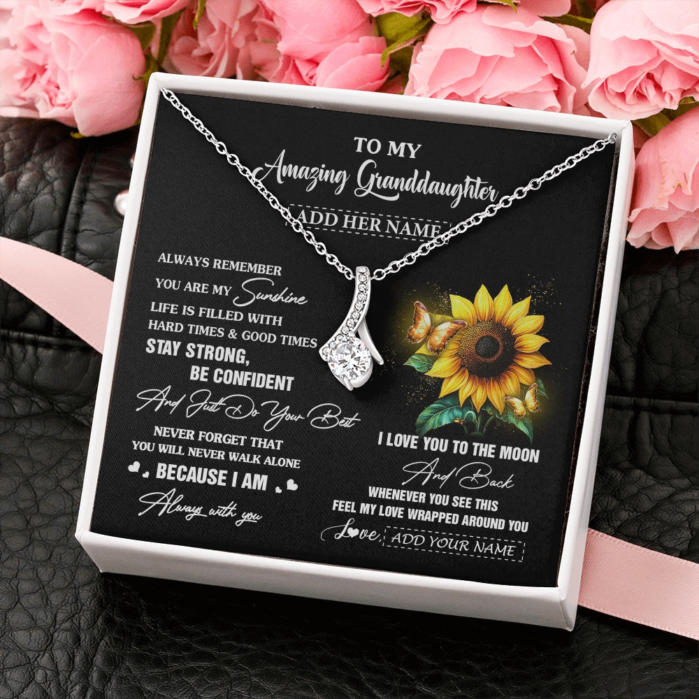 Alluring Beauty Necklace 14K White Gold Finish | 2 | Personalized To My Amazing Granddaughter Necklace From Grandma Sunflower It A Big Hug Granddaughter Birthday Gifts Christmas Custom Gift Box Message Card | https://teecentury.