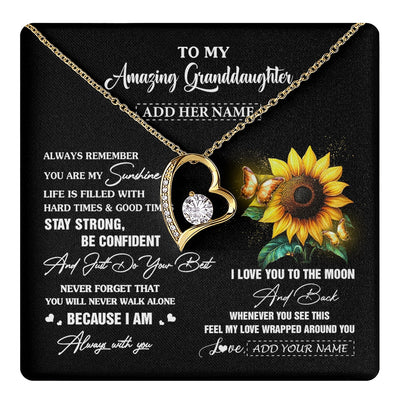 Forever Love Necklace 18K Yellow Gold Finish | 1 | Personalized To My Amazing Granddaughter Necklace From Grandma Sunflower It A Big Hug Granddaughter Birthday Gifts Christmas Custom Gift Box Message Card | https://teecentury.