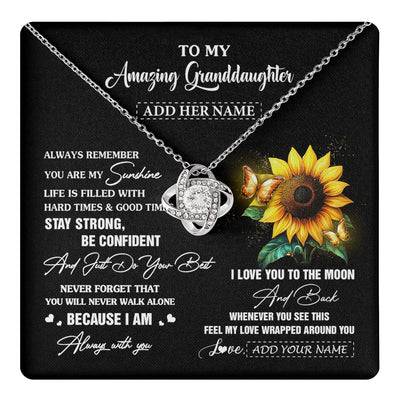 Love Knot Necklace 14K White Gold Finish | 1 | Personalized To My Amazing Granddaughter Necklace From Grandma Sunflower It A Big Hug Granddaughter Birthday Gifts Christmas Custom Gift Box Message Card | https://teecentury.