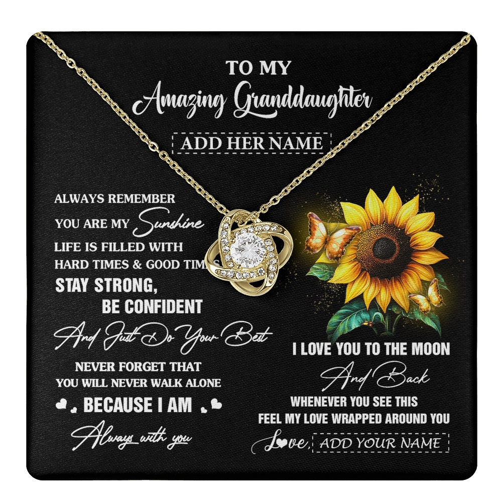 Love Knot Necklace 18K Yellow Gold Finish | 1 | Personalized To My Amazing Granddaughter Necklace From Grandma Sunflower It A Big Hug Granddaughter Birthday Gifts Christmas Custom Gift Box Message Card | https://teecentury.