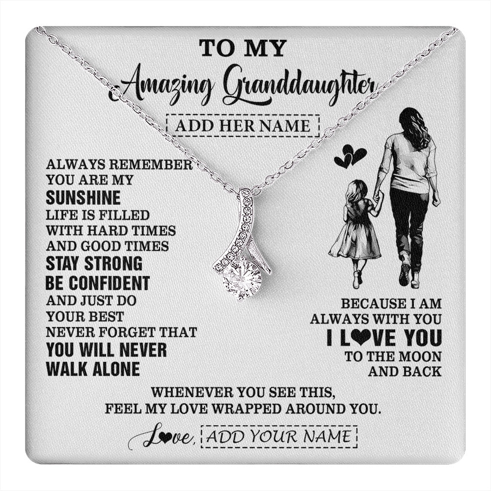 Alluring Beauty Necklace 14K White Gold Finish | 1 | Personalized To My Amazing Granddaughter Necklace From Grandma Woman It A Big Hug Granddaughter Birthday Gifts Graduation Christmas Gift Box Message Card | https://teecentury.