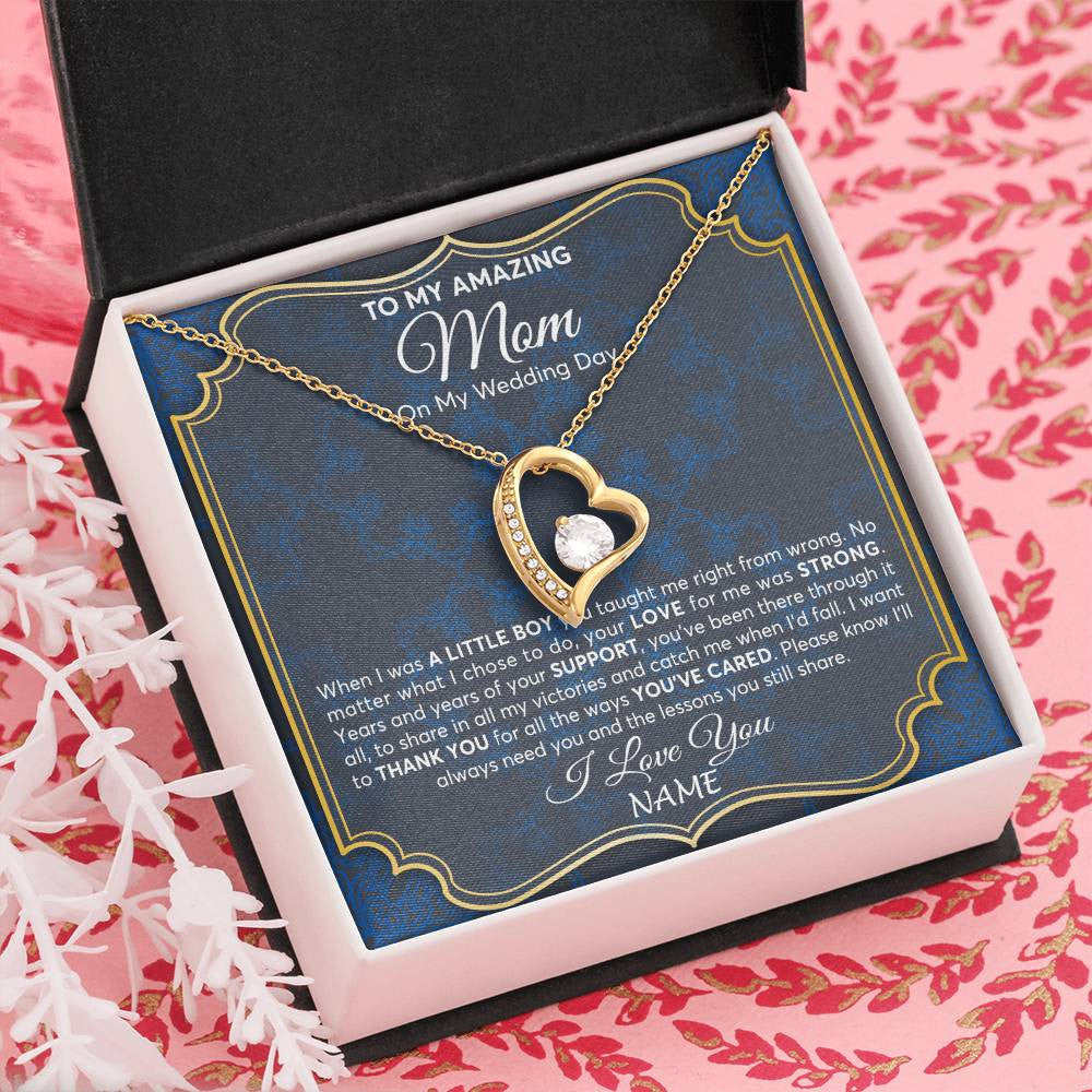 Forever Love Necklace 18K Yellow Gold Finish | Personalized To My Amazing Mom Mother Of Groom From Son Necklace Wedding Gift For Mother When I Was A Little Boy Jewelry Customized Gift Box Message Card | teecentury