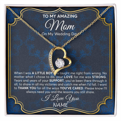 Forever Love Necklace 18K Yellow Gold Finish | Personalized To My Amazing Mom Mother Of Groom From Son Necklace Wedding Gift For Mother When I Was A Little Boy Jewelry Customized Gift Box Message Card | teecentury