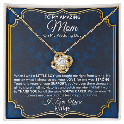 Love Knot Necklace 18K Yellow Gold Finish | Personalized To My Amazing Mom Mother Of Groom From Son Necklace Wedding Gift For Mother When I Was A Little Boy Jewelry Customized Gift Box Message Card | teecentury