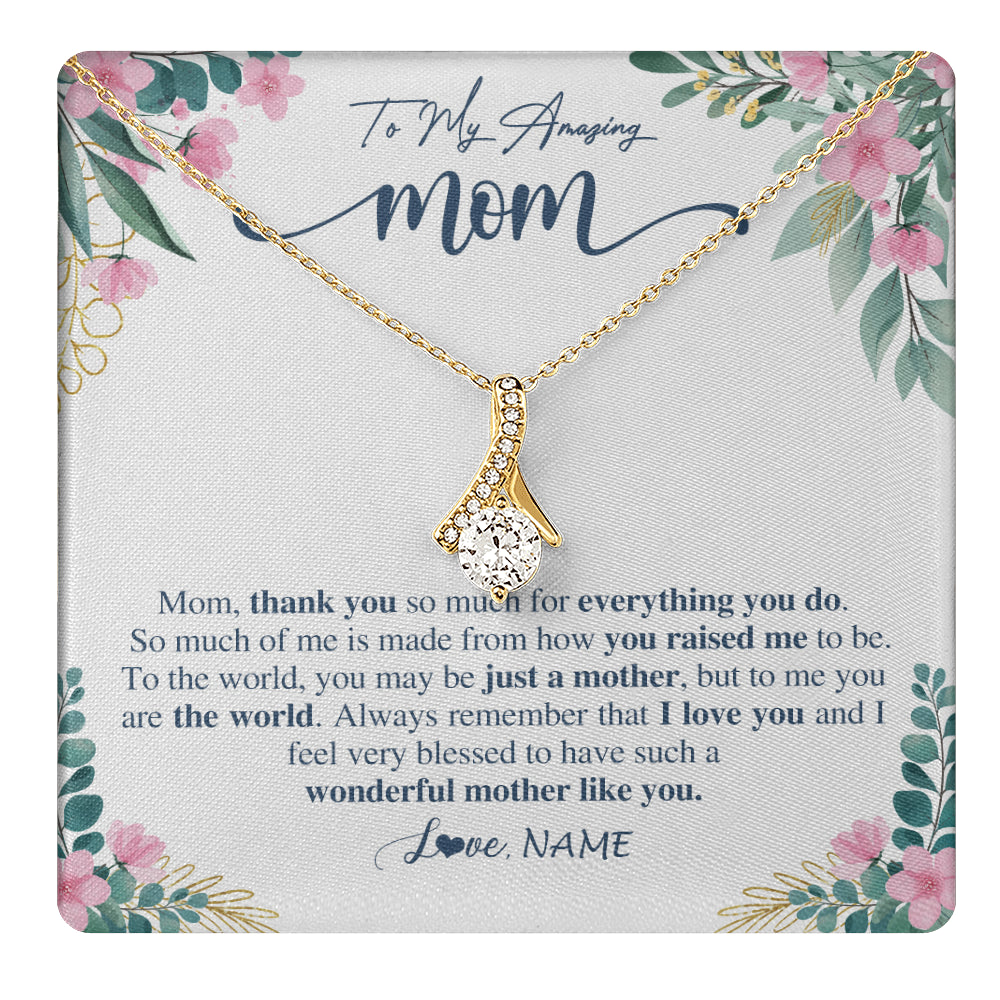 Alluring Beauty Necklace 18K Yellow Gold Finish | 1 | Personalized To My Amazing Mom Necklace From Daughter Son Thank You For Everything You Do Mom Mothers Day Birthday Christmas Customized Gift Box Message Card | teecentury
