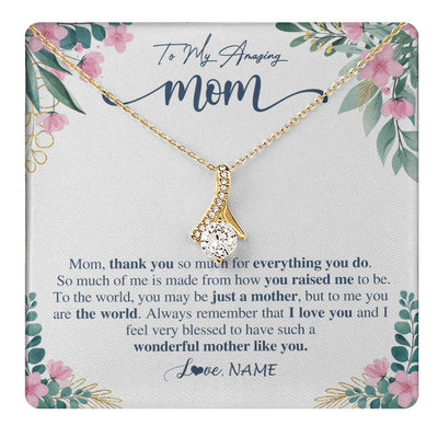 Alluring Beauty Necklace 18K Yellow Gold Finish | 1 | Personalized To My Amazing Mom Necklace From Daughter Son Thank You For Everything You Do Mom Mothers Day Birthday Christmas Customized Gift Box Message Card | teecentury