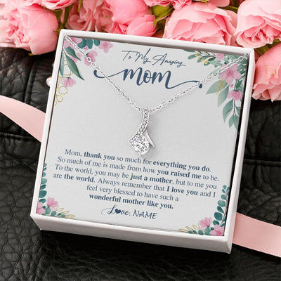 Alluring Beauty Necklace | Personalized To My Amazing Mom Necklace From Daughter Son Thank You For Everything You Do Mom Mothers Day Birthday Christmas Customized Gift Box Message Card | teecentury
