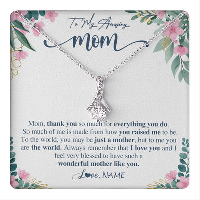 Alluring Beauty Necklace 14K White Gold Finish | 1 | Personalized To My Amazing Mom Necklace From Daughter Son Thank You For Everything You Do Mom Mothers Day Birthday Christmas Customized Gift Box Message Card | teecentury