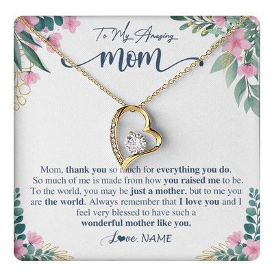 Forever Love Necklace 18K Yellow Gold Finish | 1 | Personalized To My Amazing Mom Necklace From Daughter Son Thank You For Everything You Do Mom Mothers Day Birthday Christmas Customized Gift Box Message Card | teecentury