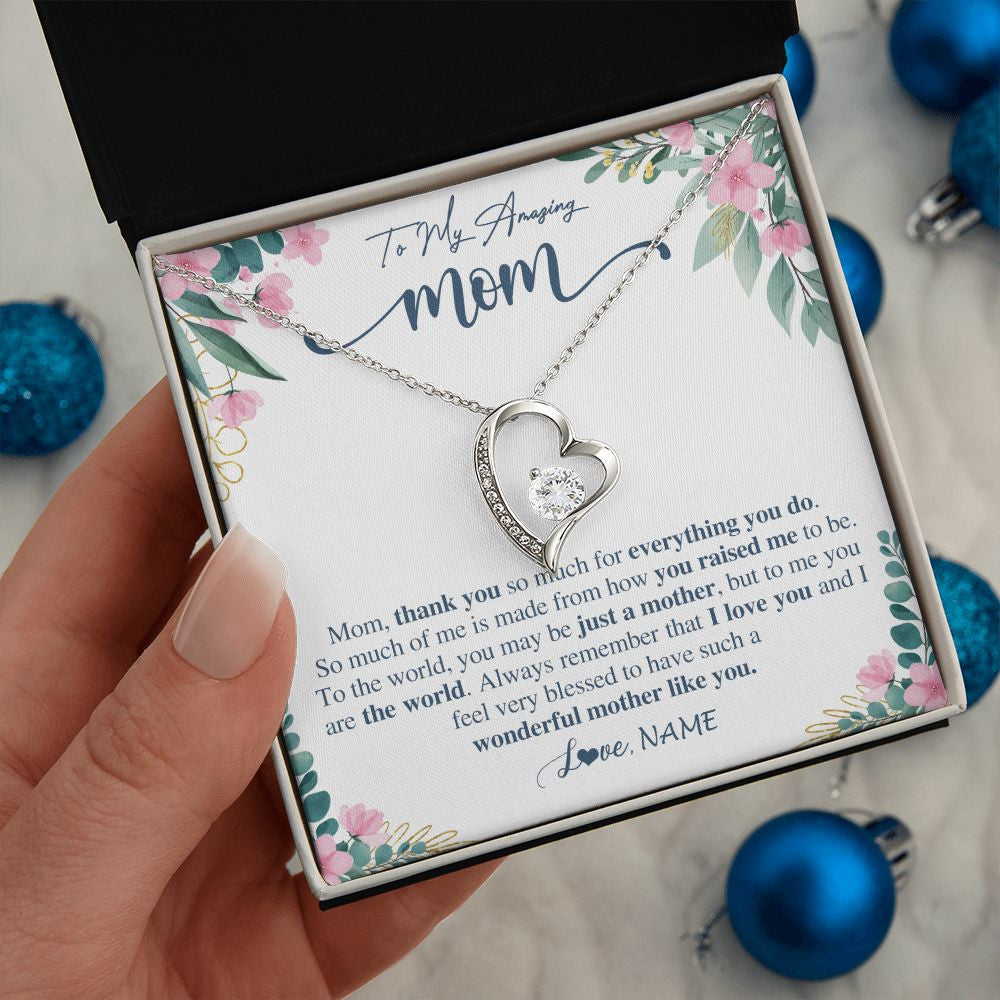 Forever Love Necklace | Personalized To My Amazing Mom Necklace From Daughter Son Thank You For Everything You Do Mom Mothers Day Birthday Christmas Customized Gift Box Message Card | teecentury