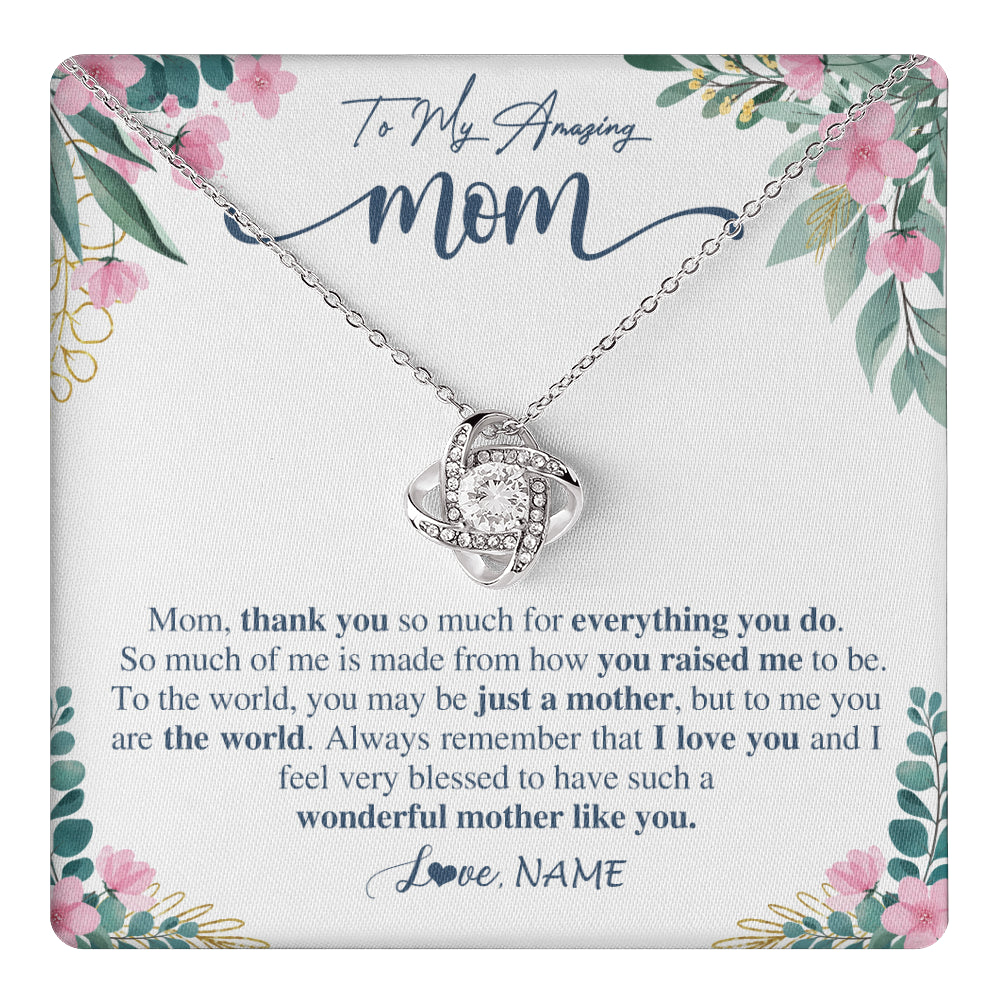 Love Knot Necklace 14K White Gold Finish | 1 | Personalized To My Amazing Mom Necklace From Daughter Son Thank You For Everything You Do Mom Mothers Day Birthday Christmas Customized Gift Box Message Card | teecentury