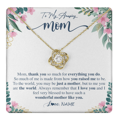 Love Knot Necklace 18K Yellow Gold Finish | 1 | Personalized To My Amazing Mom Necklace From Daughter Son Thank You For Everything You Do Mom Mothers Day Birthday Christmas Customized Gift Box Message Card | teecentury