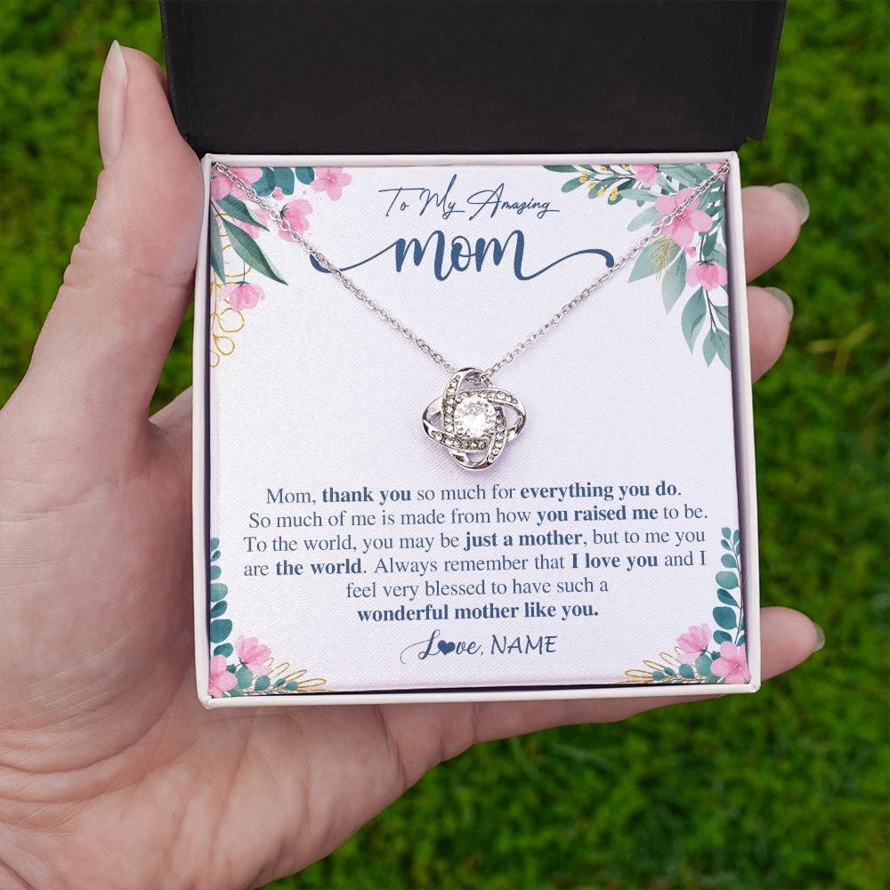 Love Knot Necklace | Personalized To My Amazing Mom Necklace From Daughter Son Thank You For Everything You Do Mom Mothers Day Birthday Christmas Customized Gift Box Message Card | teecentury