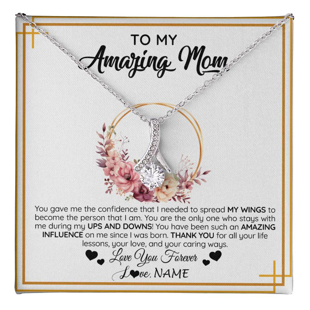 Alluring Beauty Necklace 14K White Gold Finish | 1 | Personalized To My Amazing Mom Necklace From Daughter Son You Gave Me The Confidence Mom Birthday Gifts Mothers Day Christmas Customized Gift Box Message Card | teecentury