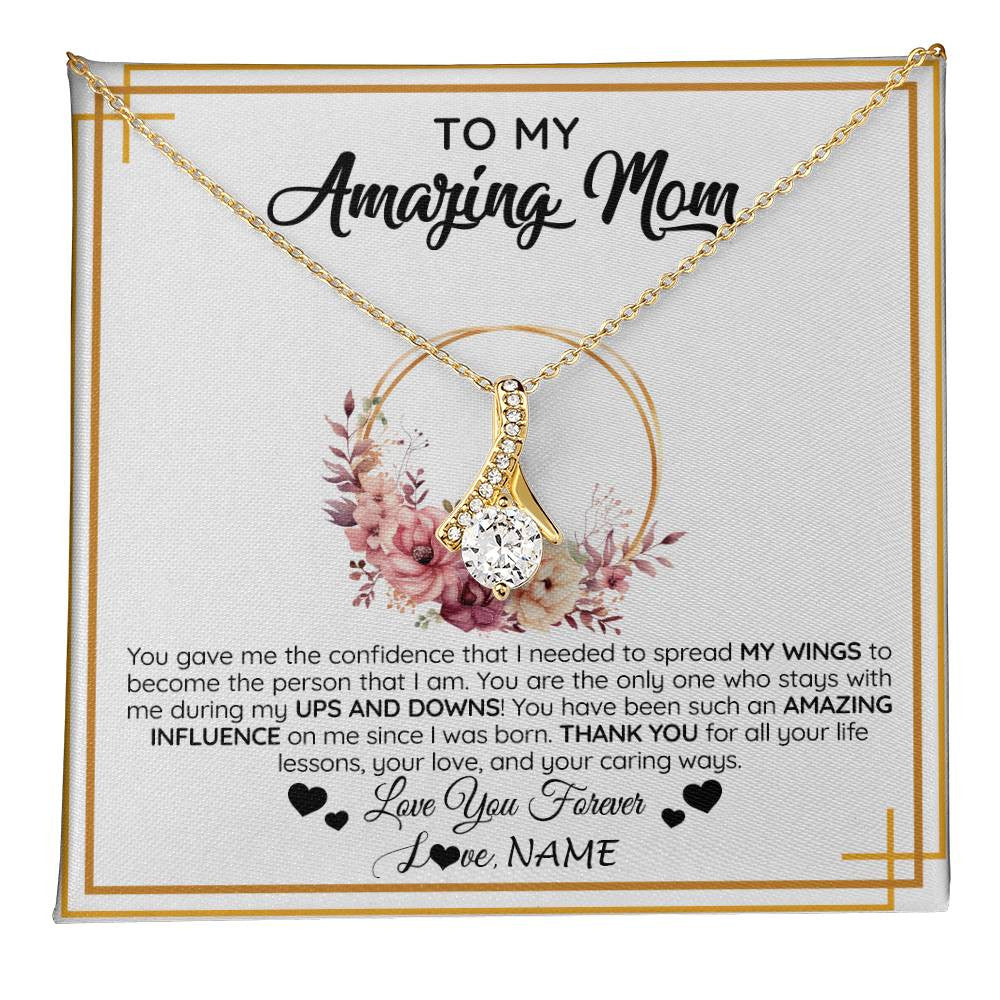 Alluring Beauty Necklace 18K Yellow Gold Finish | 1 | Personalized To My Amazing Mom Necklace From Daughter Son You Gave Me The Confidence Mom Birthday Gifts Mothers Day Christmas Customized Gift Box Message Card | teecentury