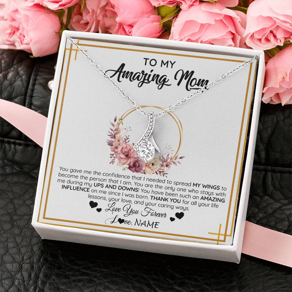 Alluring Beauty Necklace 14K White Gold Finish | 2 | Personalized To My Amazing Mom Necklace From Daughter Son You Gave Me The Confidence Mom Birthday Gifts Mothers Day Christmas Customized Gift Box Message Card | teecentury