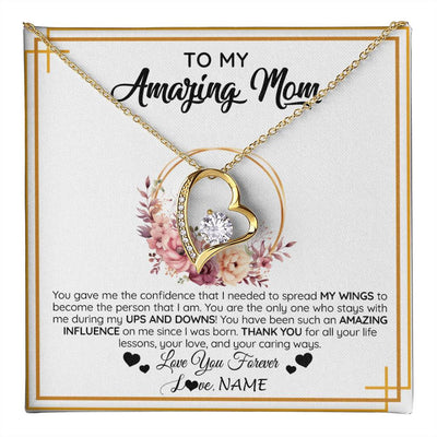 Forever Love Necklace 18K Yellow Gold Finish | 1 | Personalized To My Amazing Mom Necklace From Daughter Son You Gave Me The Confidence Mom Birthday Gifts Mothers Day Christmas Customized Gift Box Message Card | teecentury