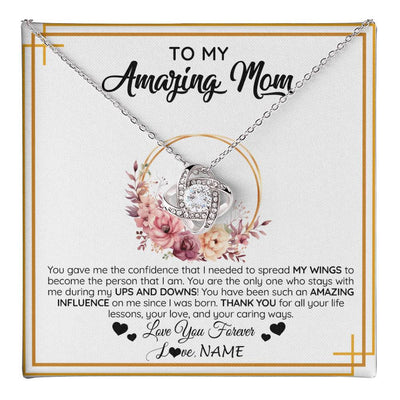 Love Knot Necklace 14K White Gold Finish | 1 | Personalized To My Amazing Mom Necklace From Daughter Son You Gave Me The Confidence Mom Birthday Gifts Mothers Day Christmas Customized Gift Box Message Card | teecentury