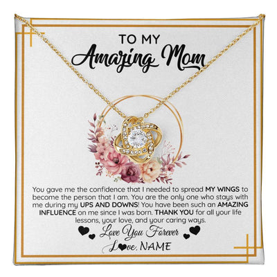 Love Knot Necklace 18K Yellow Gold Finish | 1 | Personalized To My Amazing Mom Necklace From Daughter Son You Gave Me The Confidence Mom Birthday Gifts Mothers Day Christmas Customized Gift Box Message Card | teecentury