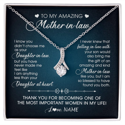 Alluring Beauty Necklace | Personalized To My Amazing Mother In Law Necklace From Daughter Amazing And Kind Mother In Law Birthday Christmas Jewelry Customized Gift Box Message Card | teecentury