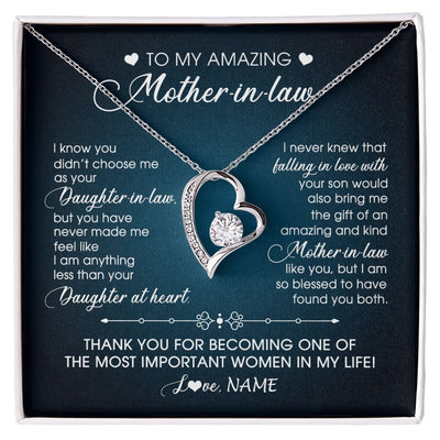 Forever Love Necklace | Personalized To My Amazing Mother In Law Necklace From Daughter Amazing And Kind Mother In Law Birthday Christmas Jewelry Customized Gift Box Message Card | teecentury