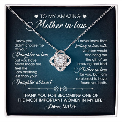 Love Knot Necklace | Personalized To My Amazing Mother In Law Necklace From Daughter Amazing And Kind Mother In Law Birthday Christmas Jewelry Customized Gift Box Message Card | teecentury