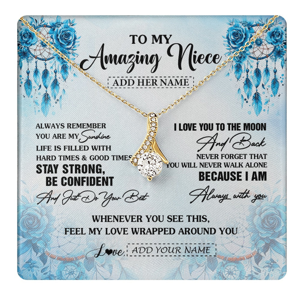Alluring Beauty Necklace 18K Yellow Gold Finish | 1 | Personalized To My Amazing Niece Necklace From Aunt Uncle Auntie Dream Catcher It A Big Hug Niece Birthday Gifts Graduation Christmas Gift Box Message Card | https://teecentury.