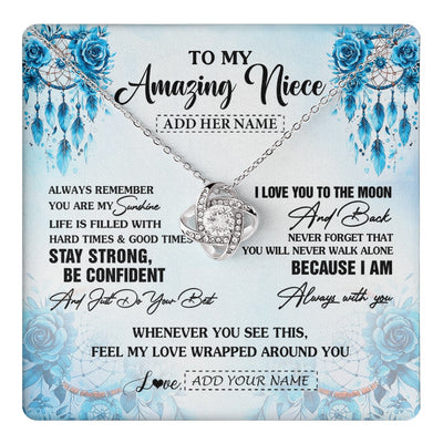 Love Knot Necklace 14K White Gold Finish | 1 | Personalized To My Amazing Niece Necklace From Aunt Uncle Auntie Dream Catcher It A Big Hug Niece Birthday Gifts Graduation Christmas Gift Box Message Card | https://teecentury.