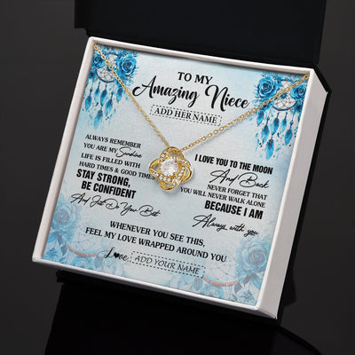 Love Knot Necklace 18K Yellow Gold Finish | 2 | Personalized To My Amazing Niece Necklace From Aunt Uncle Auntie Dream Catcher It A Big Hug Niece Birthday Gifts Graduation Christmas Gift Box Message Card | https://teecentury.