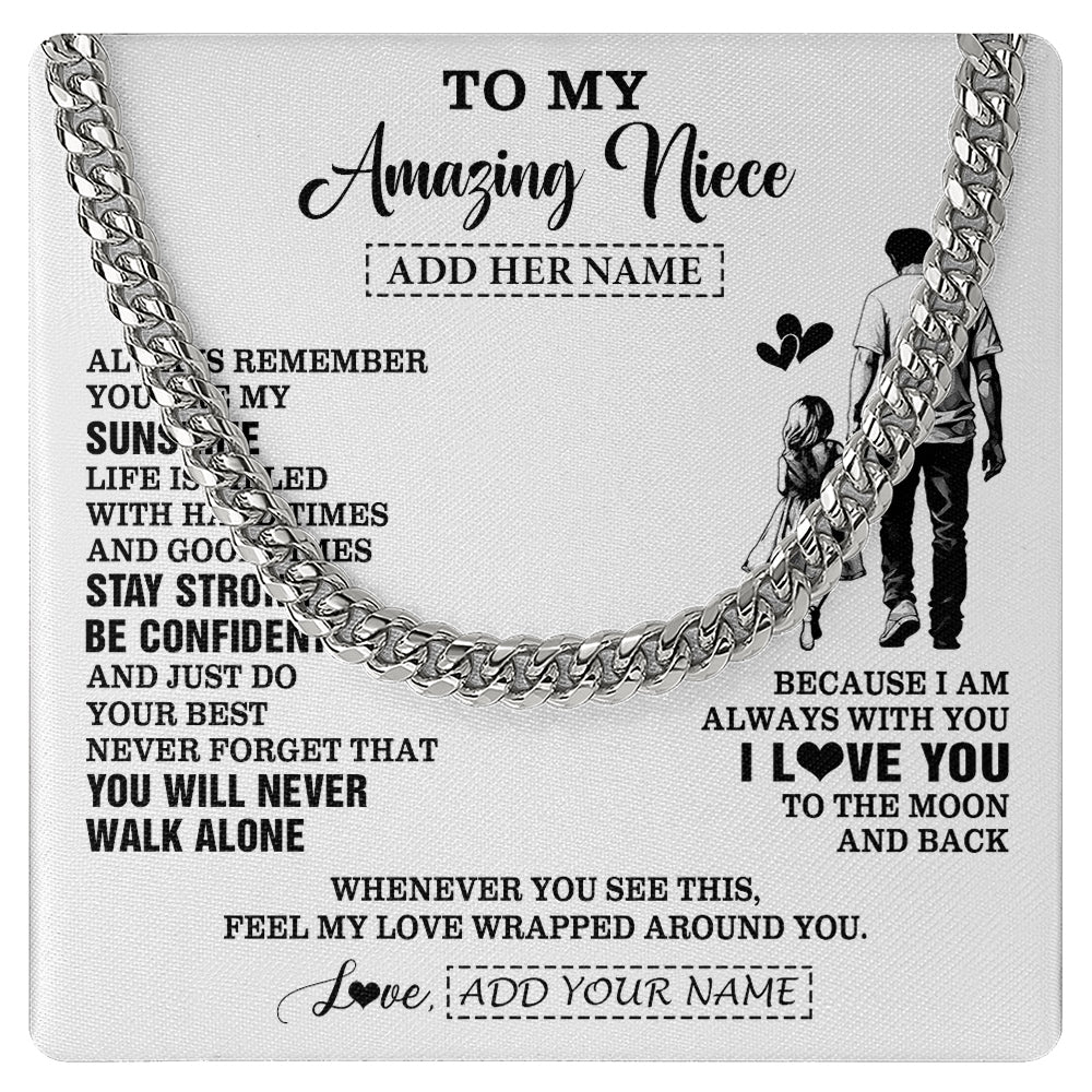 Cuban Link Chain Necklace Stainless Steel | 1 | Personalized To My Amazing Niece Necklace From Uncle Man It A Big Hug Niece Birthday Gifts Graduation Christmas Custom Gift Box Message Card | https://teecentury.