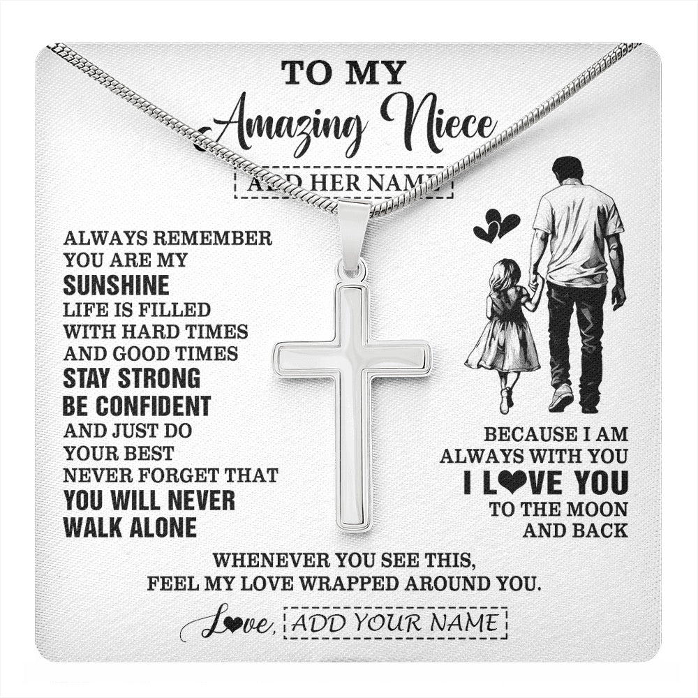 Stainless Cross Necklace Stainless Steel | 1 | Personalized To My Amazing Niece Necklace From Uncle Man It A Big Hug Niece Birthday Gifts Graduation Christmas Custom Gift Box Message Card | https://teecentury.