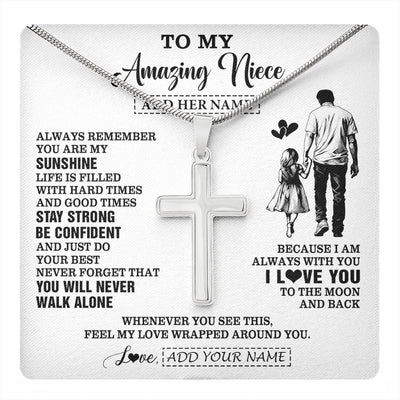 Stainless Cross Necklace Stainless Steel | 1 | Personalized To My Amazing Niece Necklace From Uncle Man It A Big Hug Niece Birthday Gifts Graduation Christmas Custom Gift Box Message Card | https://teecentury.