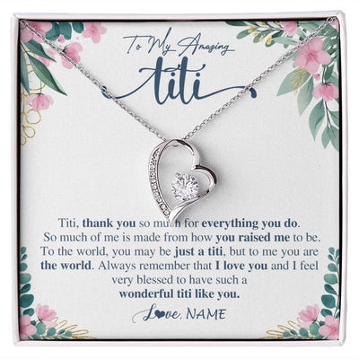 Forever Love Necklace | Personalized To My Amazing Titi Necklace From Niece Nephew Thank You For Everything You Do Titi Mothers Day Birthday Christmas Customized Gift Box Message Card | teecentury