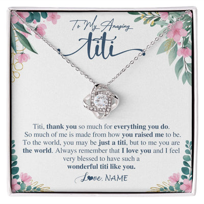 Love Knot Necklace | Personalized To My Amazing Titi Necklace From Niece Nephew Thank You For Everything You Do Titi Mothers Day Birthday Christmas Customized Gift Box Message Card | teecentury