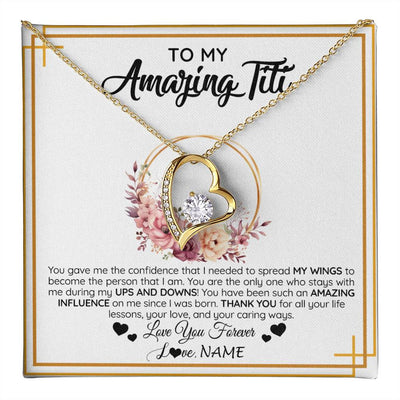 Forever Love Necklace 18K Yellow Gold Finish | 1 | Personalized To My Amazing Titi Necklace From Niece Nephew You Gave Me The Confidence Titi Birthday Mothers Day Christmas Customized Gift Box Message Card | teecentury