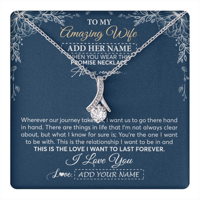 Alluring Beauty Necklace 14K White Gold Finish | 1 | Personalized To My Amazing Wife Necklace From Husband Promise Necklace Birthday Gifts For Wife Anniversary Romantic Valentines Christmas Gift Box Message Card | https://teecentury.