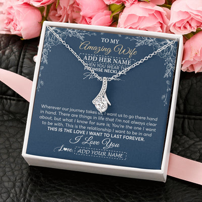 Alluring Beauty Necklace 14K White Gold Finish | 2 | Personalized To My Amazing Wife Necklace From Husband Promise Necklace Birthday Gifts For Wife Anniversary Romantic Valentines Christmas Gift Box Message Card | https://teecentury.