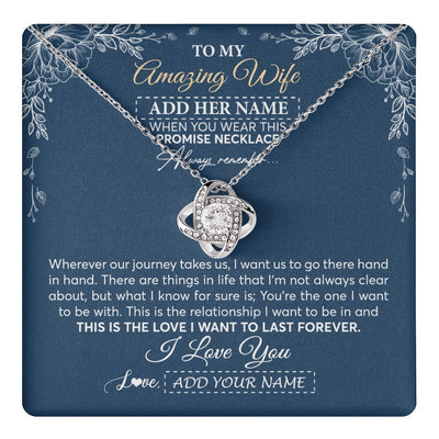 Love Knot Necklace 14K White Gold Finish | 1 | Personalized To My Amazing Wife Necklace From Husband Promise Necklace Birthday Gifts For Wife Anniversary Romantic Valentines Christmas Gift Box Message Card | https://teecentury.