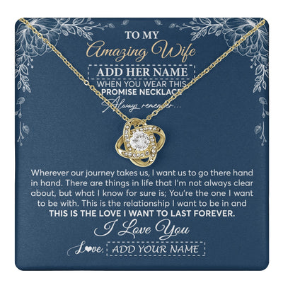 Love Knot Necklace 18K Yellow Gold Finish | 1 | Personalized To My Amazing Wife Necklace From Husband Promise Necklace Birthday Gifts For Wife Anniversary Romantic Valentines Christmas Gift Box Message Card | https://teecentury.