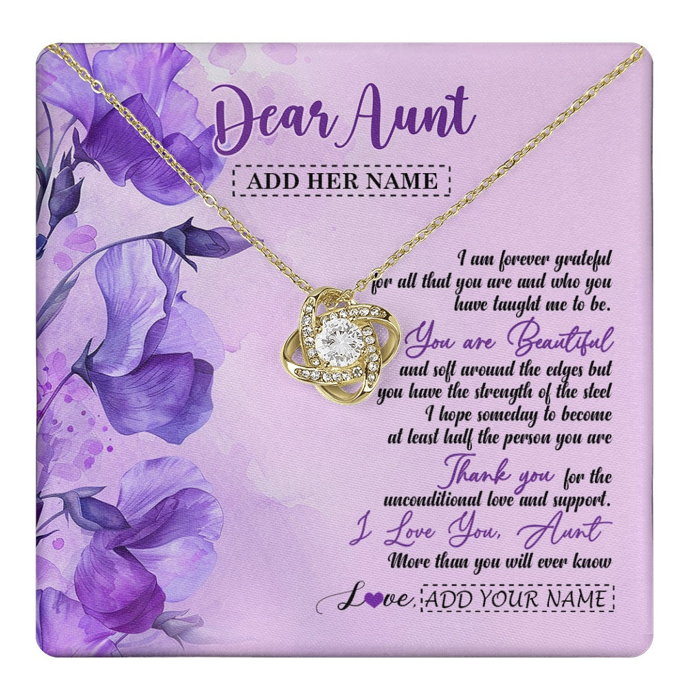 Love Knot Necklace 18K Yellow Gold Finish | 1 | Personalized To My Aunt Gifts From Niece Nephew Necklace Flower You Are Beautiful Gifts For Aunt Mothers Day Birthday Christmas Custom Gift Box Message Card | teecentury.myshopify