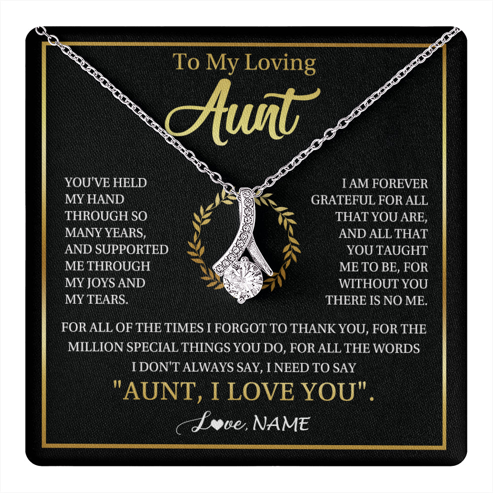 Alluring Beauty Necklace 14K White Gold Finish | 1 | Personalized To My Aunt Gifts Necklace From Niece Nephew Grateful Thank You Aunt Birthday Gifts Mothers Day Christmas Jewelry Customized Gift Box Message Card | teecentury