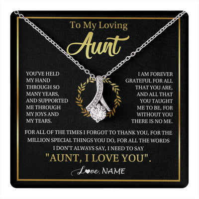 Alluring Beauty Necklace 14K White Gold Finish | 1 | Personalized To My Aunt Gifts Necklace From Niece Nephew Grateful Thank You Aunt Birthday Gifts Mothers Day Christmas Jewelry Customized Gift Box Message Card | teecentury