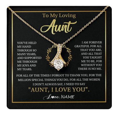 Alluring Beauty Necklace 18K Yellow Gold Finish | 1 | Personalized To My Aunt Gifts Necklace From Niece Nephew Grateful Thank You Aunt Birthday Gifts Mothers Day Christmas Jewelry Customized Gift Box Message Card | teecentury