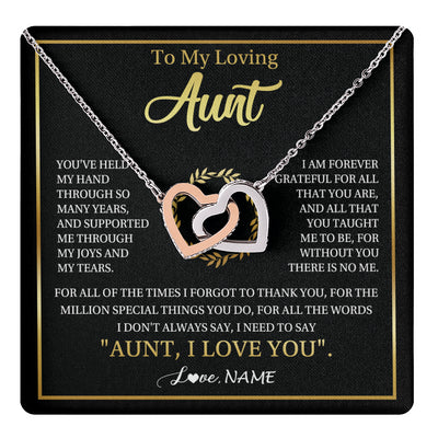 Interlocking Hearts Necklace Stainless Steel & Rose Gold Finish | 1 | Personalized To My Aunt Gifts Necklace From Niece Nephew Grateful Thank You Aunt Birthday Gifts Mothers Day Christmas Jewelry Customized Gift Box Message Card | teecentury