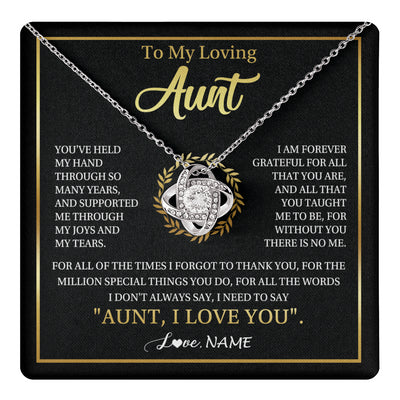 Love Knot Necklace 14K White Gold Finish | 1 | Personalized To My Aunt Gifts Necklace From Niece Nephew Grateful Thank You Aunt Birthday Gifts Mothers Day Christmas Jewelry Customized Gift Box Message Card | teecentury