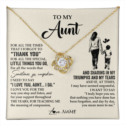 Love Knot Necklace 18K Yellow Gold Finish | 1 | Personalized To My Aunt Necklace From Nephew For All The Times That I Forgot To Thank You Aunt Birthday Mothers Day Christmas Customized Gift Box Message Card | teecentury