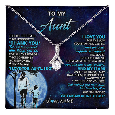 Alluring Beauty Necklace 14K White Gold Finish | 1 | Personalized To My Aunt Necklace From Nephew Thank You Day By Day Aunt Birthday Gifts Mothers Day Christmas Customized Gift Box Message Card | teecentury