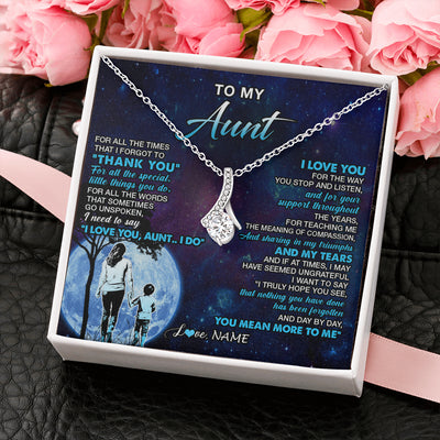 Alluring Beauty Necklace 14K White Gold Finish | 2 | Personalized To My Aunt Necklace From Nephew Thank You Day By Day Aunt Birthday Gifts Mothers Day Christmas Customized Gift Box Message Card | teecentury